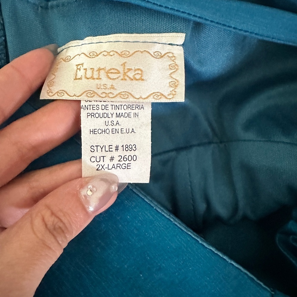 Eureka Teal One Shoulder Ruched Cocktail Dress Size 2X Made in USA - Picture 7 of 7